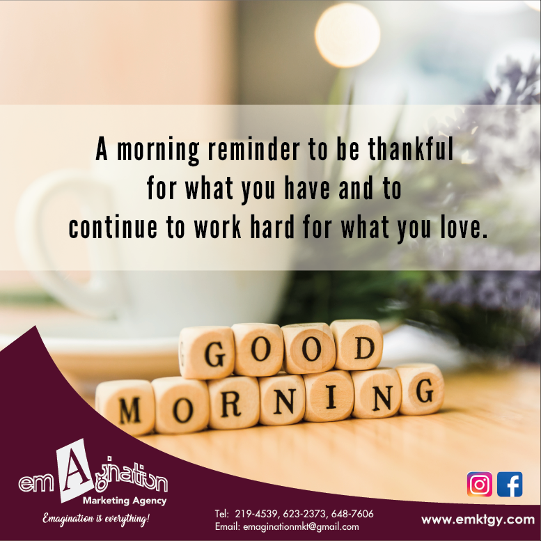 EmaginationMkt's tweet photo. Be Grateful for What you Have. A very 
Good Morning to All.

#Good #Goodmorning #GoodVibes #Begood #Dogood #pray #Positivity #Positive #Positivevibes #Godisgreat #Blessings #GodsBlessing #Morning #Emagination https://t.co/hfd1KWRWsc