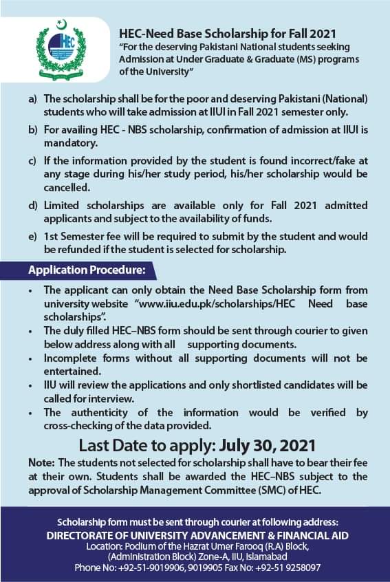 StudentsIiui's tweet photo. HEC needbase scholarship for new comers
#IIUI https://t.co/hkyuLvWFbw