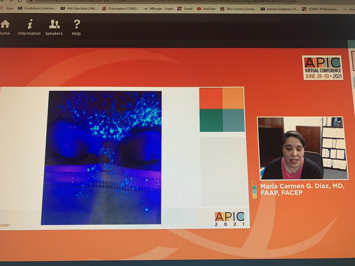 So cool! <a href="/duponthospital/">Dupont Hospital</a> for Children using fluorescent simulation to measure effectiveness of different eye protection methods during #COVID19 #APIC2021