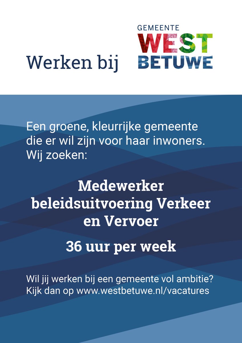 Wil jij aan de slag in de wereld van verkeer en vervoer🚗? Adviseer bij projecten en ruimtelijke ontwikkelingen en help verkeersproblemen op te lossen. Ook starters zijn van harte welkom om solliciteren! ✅ Reageren kan tot en met 15 juli. Kijk op westbetuwe.nl/vacatures