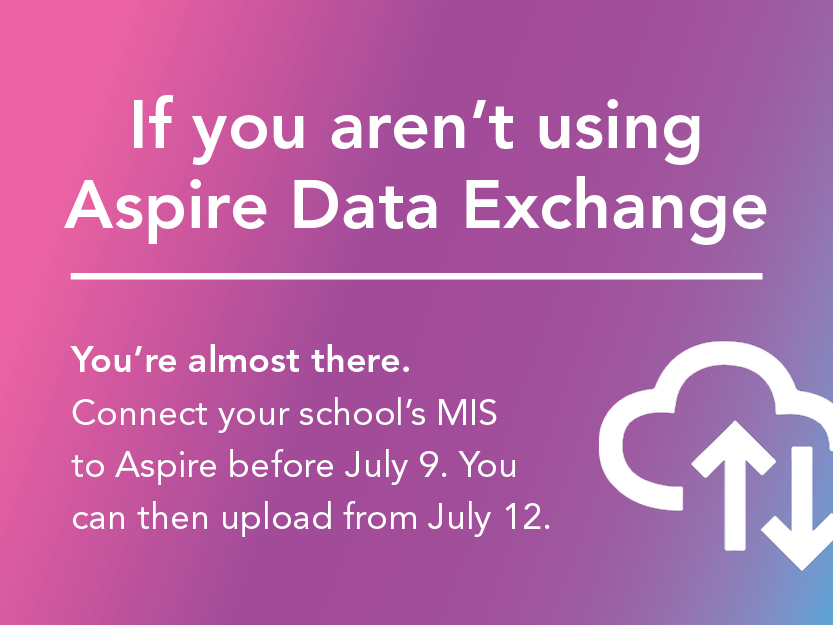 FFTEdu's tweet image. How to take part in the End of Key Stage Assessment Service.

☁️ If you're using Aspire Data Exchange, you're ready to go

🛠 If not, enable your school's MIS connection before July 9

⬆️ Upload your teacher assessments in Aspire

✅ Access your reports!

fftaspire.org/app/assessment…