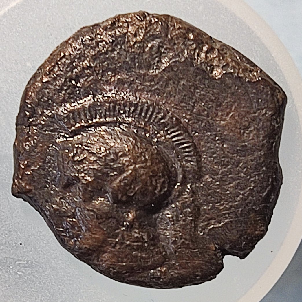 MairiGkikaki's tweet photo. @ancient_tokens I have spent some very beatuiful days studying jurors tokens at the Athenian Agora.
Many thanks to the @ASCSAthens 
#numismatics token overstruck on Syracusan bronze https://t.co/Nv1ZR7Hxea