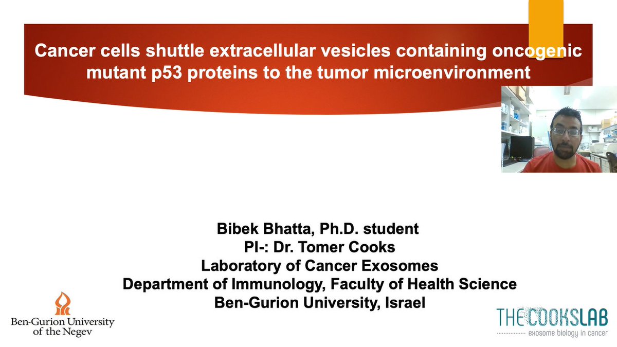 train_ev's tweet photo. Our next selected oral presenter is @bhattabibek91 presenting his work titled Cancer cells shuttle EVs containing oncogenic mutant p53 proteins to the tumor microenvironment #TRAINEVIC https://t.co/ZG7lSlcfXE