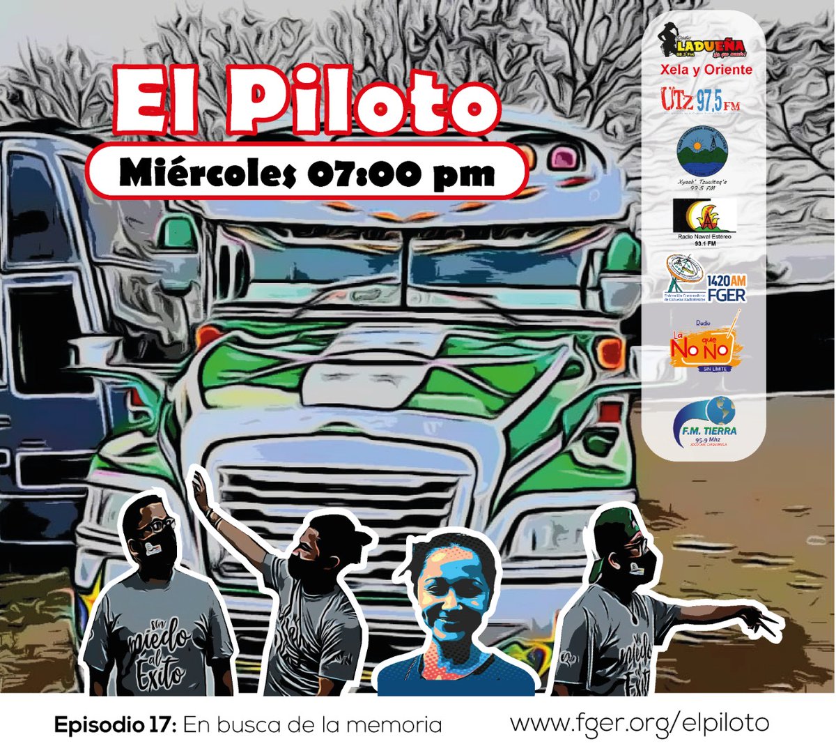 #ElPiloto ¡Súbase a la Ruta 1420AM! 
Este 30 de junio iniciamos viaje a las 7 de la noche. 

Este equipo le ofrece siete frecuencias para escuchar el programa. 

Sí lo prefiere puede hacerlo en fger.org/elpiloto