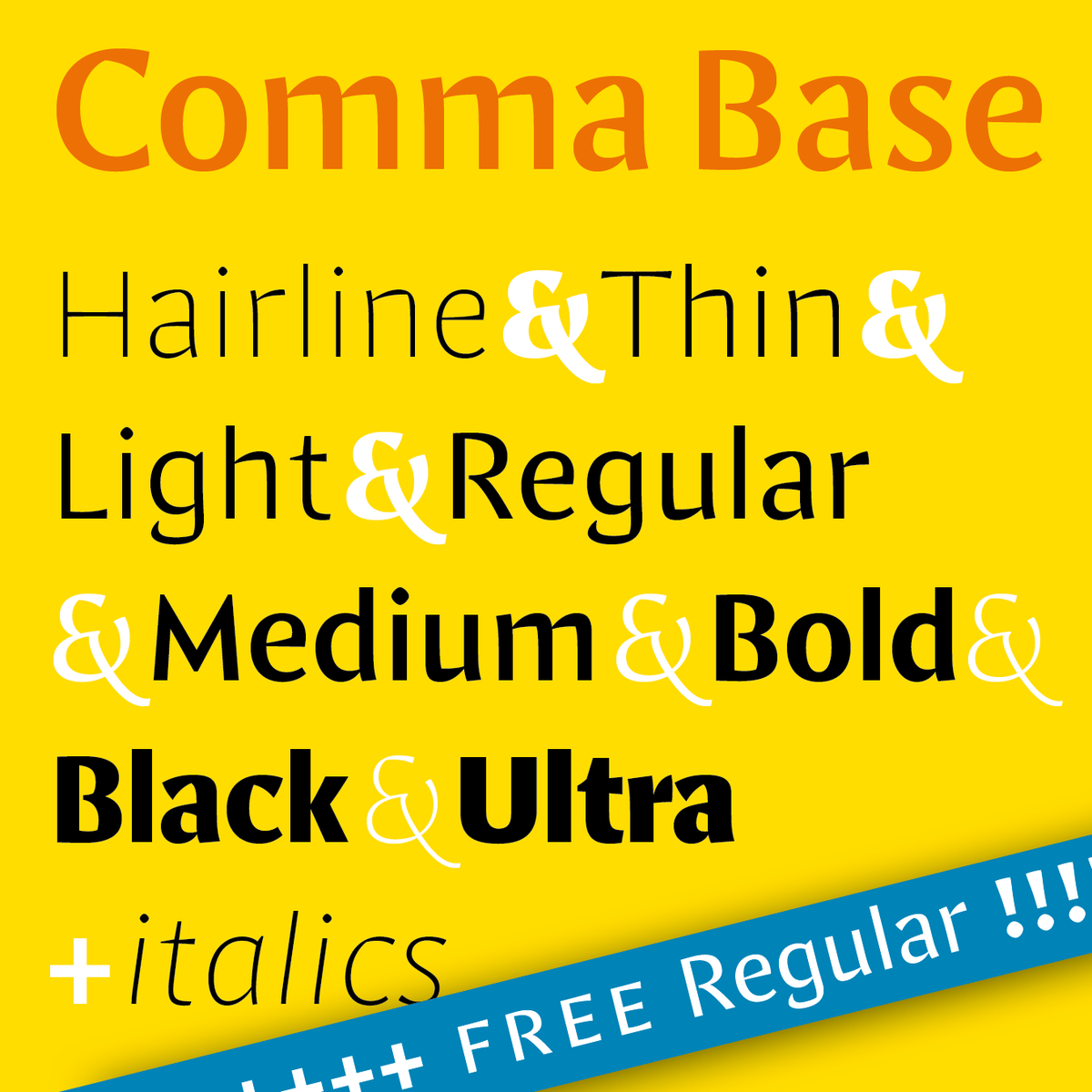 martinmajoor's tweet photo. More big news! Yesterday my new type foundry went live, today I am introducing my new typeface Comma Base! View and buy it at the new and innovative webshop of I Love Typography. And oh, the regular weight is free! #martinmajoor #commabase #ilovetypography https://t.co/LVLzlan1QG https://t.co/7VsWYx1pfM