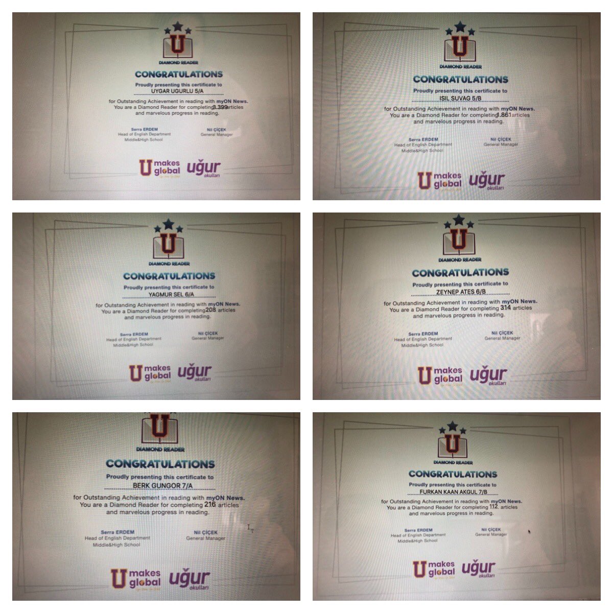 renata_tuncer's tweet photo. We are proudly presenting our Myon Diamond readers of the 2020-2021 Academic Year💎💎💎#UmakesUglobal @ugur_okullar @balgatortaokul @nilcicek @ardaergez @seazra @ozlemsonmez14 @BANU_BAKIR @TeacherMerve https://t.co/X6hvJKixrG