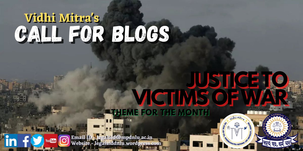 LegalAidDNLU's tweet photo. CALL FOR BLOGS: The present edition focuses on the people affected by armed violence, and on how they can be better protected, assisted, and treated with dignity. For more info visit: https://t.co/ugcmgBmACt
#callforblogs #blog #legalaid #dnlu #law #war https://t.co/MAMQs8QKRs