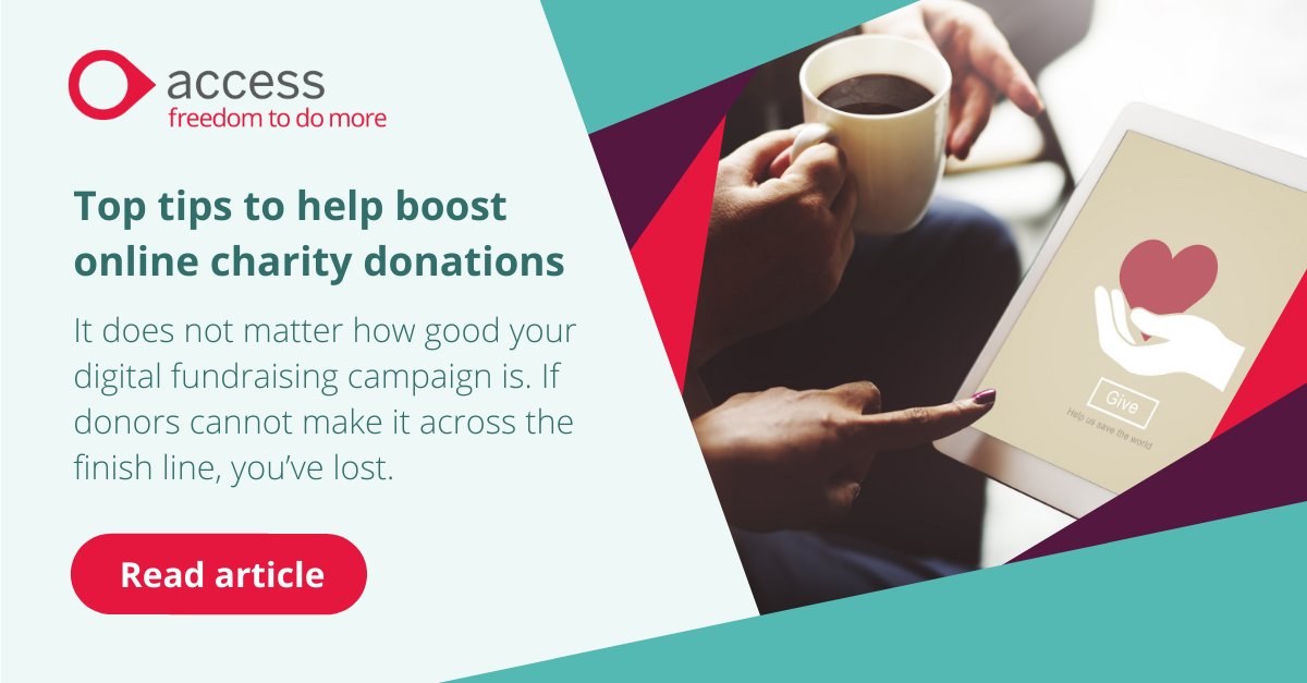 AccessNFP's tweet photo. It does not matter how good your #digitalfundraising campaign is. If donors cannot make it across the finish line, you’ve lost. 
So we’ve got some tips to help your organisation boost its online #charity #donations.

https://t.co/mpmkAbAeix https://t.co/ZJHuvhaNKw