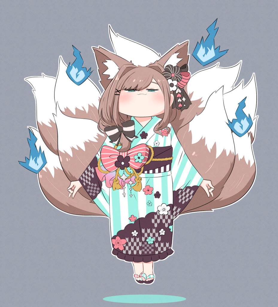 suzuhara lulu 1girl japanese clothes kimono fox tail tail animal ears fox ears  illustration images