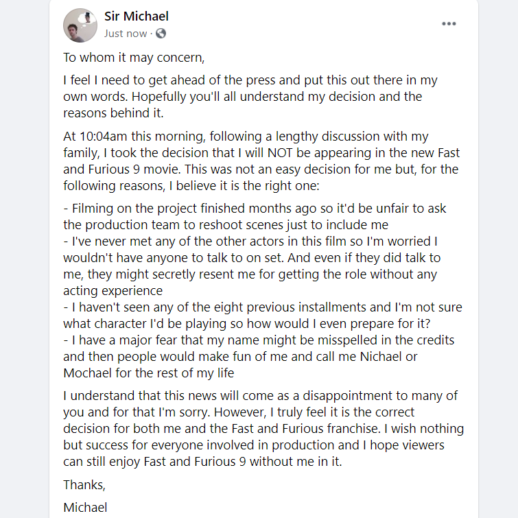 Sir Michael tweet media