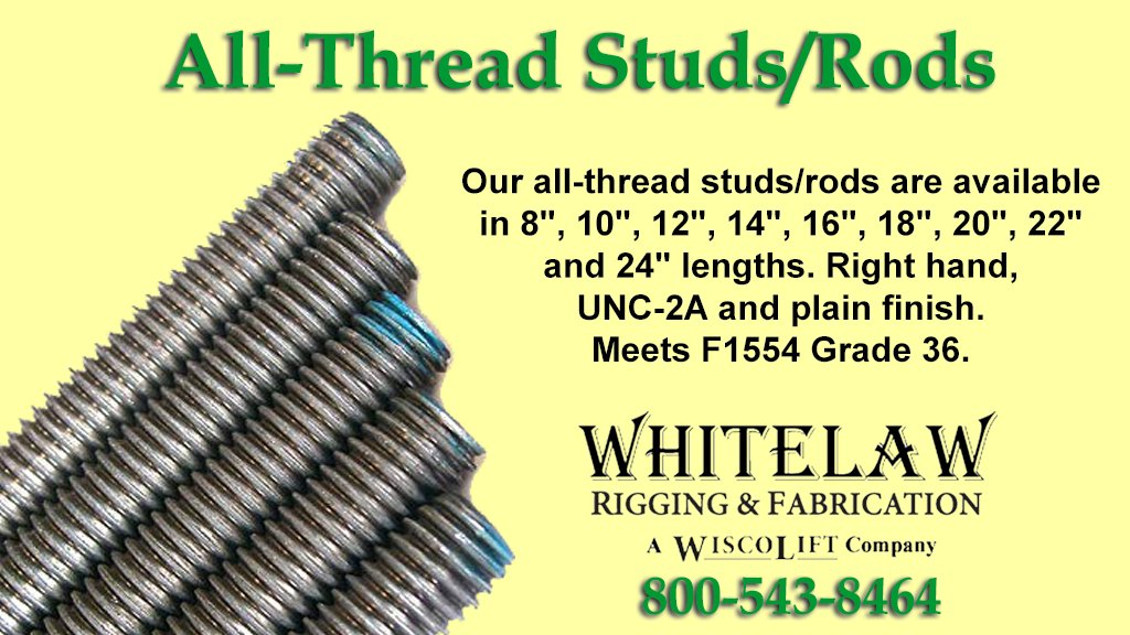 WhitelawRigging's tweet photo. All-Thread Studs/Rods for the CONSTRUCTION INDUSTRY. Our All-Thread Rods are available in 8", 10", 12", 14", 16", 18", 20", 22" and 24" lengths. High quality manufacturing in Valders, WI!

Visit us online at: https://t.co/yRPIpOp0Ln.

#allthread #stainlesssteel #anchorbolts #rods https://t.co/ox12ViWRYg