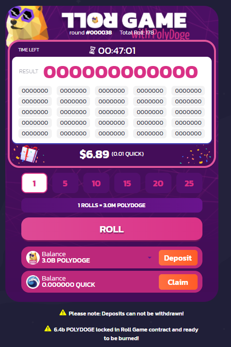 PolyDoge's tweet photo. 🚨We are proud to launch:🚨

@FarmHeroIO ROLL GAME with PolyDoge🐶🚀!

✅Roll with your PolyDoge to win $$$!

✅Ever-rising win pot!

✅1 hour rounds!

✅ALL FEES are BURNED!

✅Win QUICK!

🚨ALL DEPOSITS ARE NOT WITHDRAWABLE!

Play now: https://t.co/DErdN1Eig9

#theyseemerollin https://t.co/ERGLt9p3ae