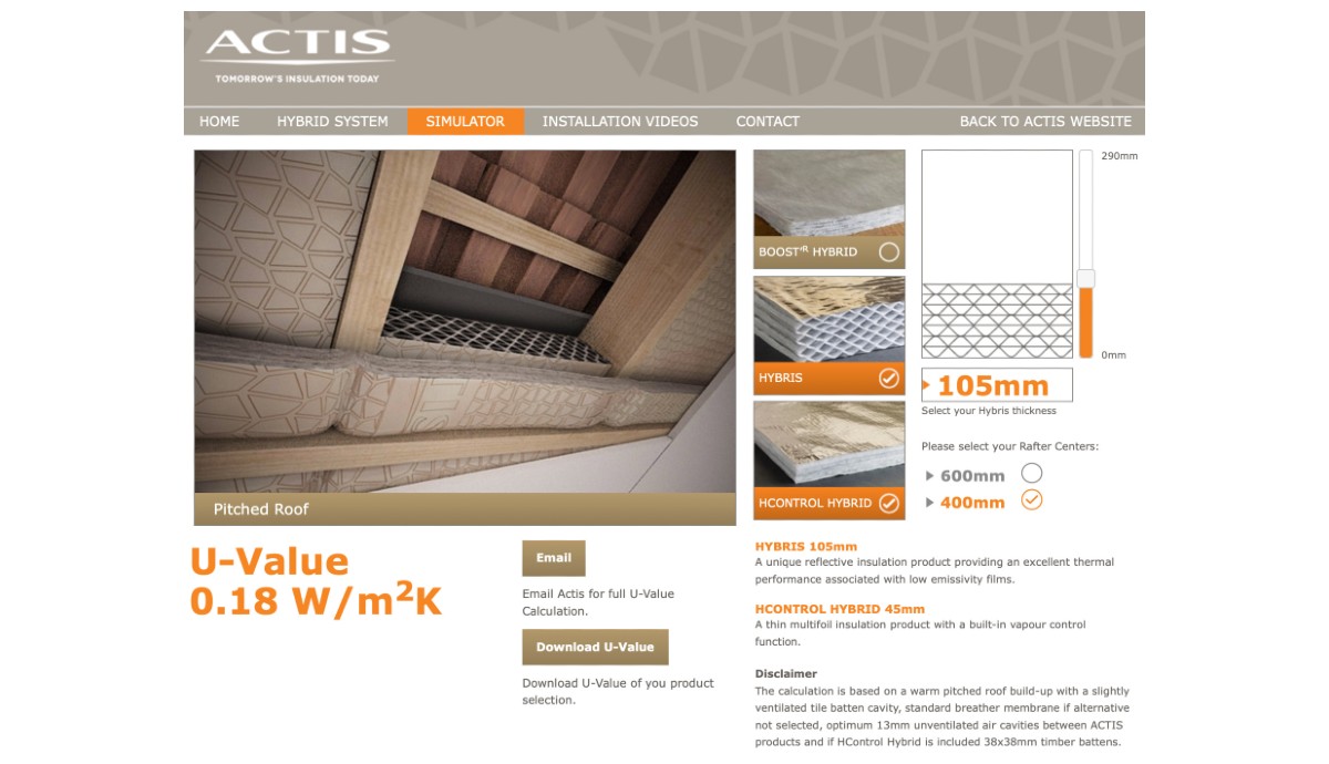 ACTISINSULATION's tweet photo. Tried our revamped U-value simulator yet? Merchants are finding it helpful, it gives them the tools to help builders and specifiers asking about best products &amp; applications. One new feature is the option for 400mm centres for roof refurbs as well as 600mm https://t.co/TQNsaK94bX https://t.co/4shaicsW3D