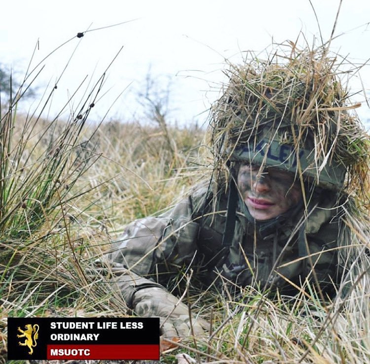MSUOTC's tweet photo. Cam and Concealment is ONE of the MANY field skills you learn as a member of the OTC.
From Fieldcraft to Section Attacks, the OTC provides you with the unique opportunity to learn and develop many different and new skills.
Why not join today?!
#MSUOTC #StudentLifeLessOrdinary https://t.co/WxbmRtgLC4