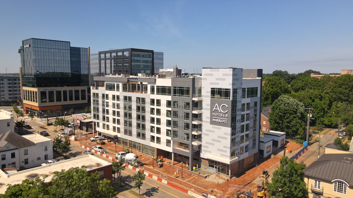 ClancyandTheys's tweet photo. The Marriott AC in Raleigh, NC is nearing completion. With our sights set on a fall opening, we are working hard to finish strong. Our team is currently finishing site work, and punching out the 146 guest rooms and interiors. #TheClancyWay #BuiltonCollaboration  #RaleighNC https://t.co/Jdob1bmYEV