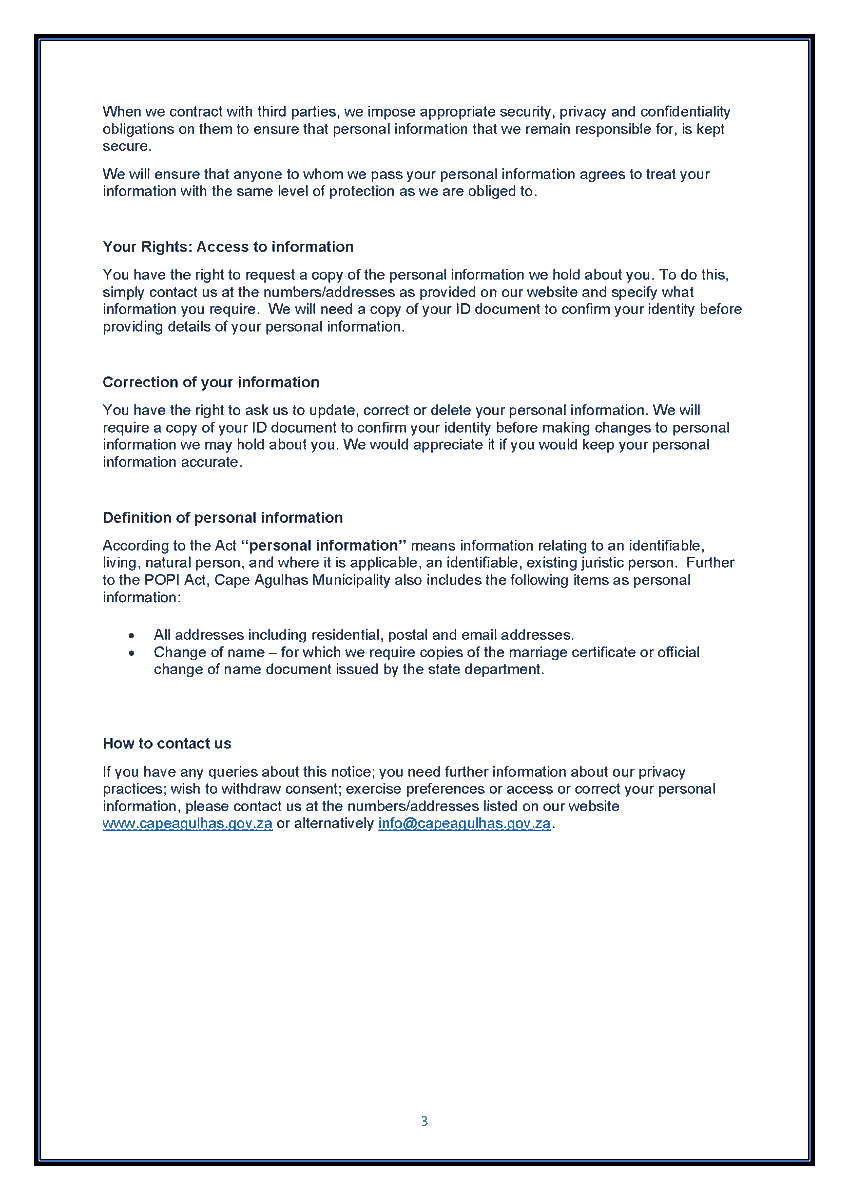 The Protection of Personal Information Act
Customer Privacy Notice