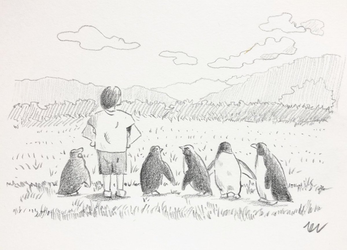 田んぼを見に来た御一行。

#ペンギン
#鉛筆 