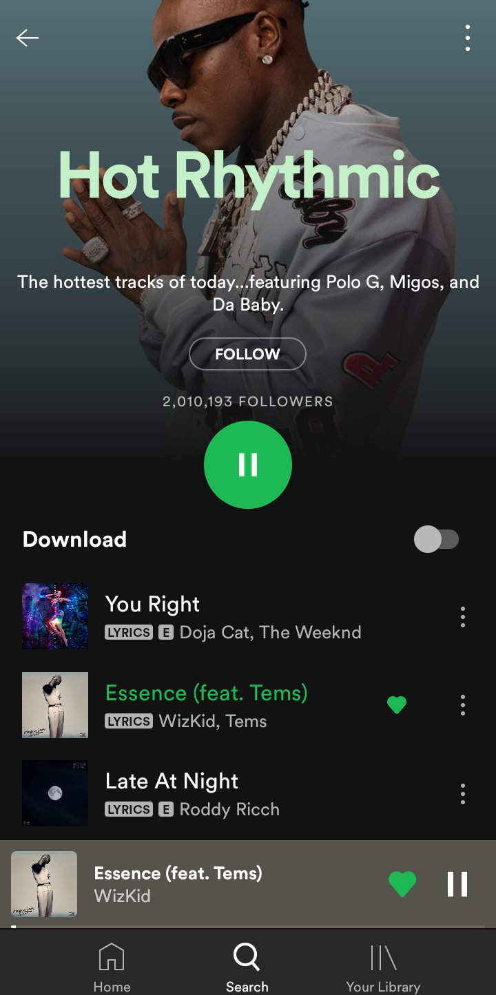 Sakpo The Lucifer On Twitter Wizkid Essence Feat Tems Has Moved Up To 2 7 On Spotify S Hot Rhythmic Playlist Https T Co Cqjvg30tjj Https T Co 9fu7kdwiyz Twitter