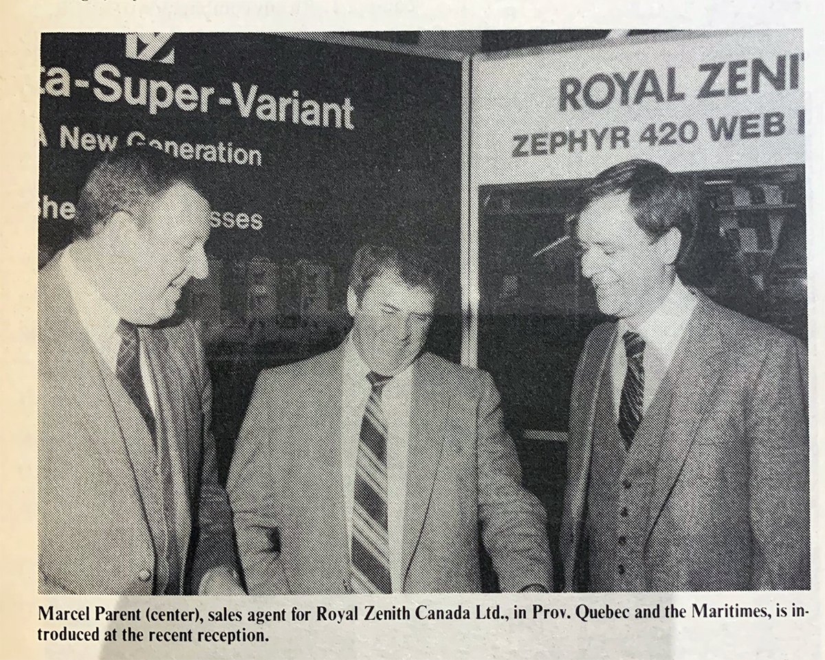 HowardIronWorks's tweet photo. From our archives - #PrintAction 1984 #IndustryEvent – a familiar backdrop that is now hanging in our museum. #RoyalZenith #PrintingHistory #PrintingMuseum #Planeta #OffsetPress #WaybackWednesday https://t.co/Y23QQJsKXe