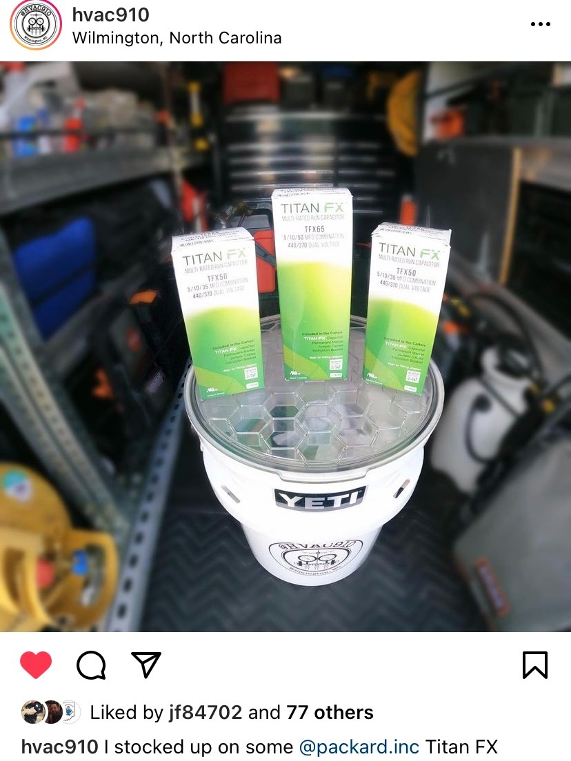 packardonline's tweet photo. @hvac910 has the right idea. We're proud to offer the highest quality capacitors designed with today's technician in mind. We know time is money and your time is valuable so save yourself multiple trips to the job site with the easy install #titanfx 

#capacitor #hvactech #hvac https://t.co/ABjK8cbKF2