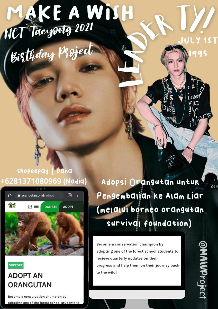 MAWproject's tweet photo. please help RT nctzens terutama indonesian nctzens aka injeuni!!🤍🇲🇨

𝙈𝙖𝙠𝙚 𝙖 𝙒𝙞𝙨𝙝, 𝙇𝙚𝙖𝙙𝙚𝙧 𝙏𝙔!

🌹NCT Lee Taeyong 2021 Birthday Project 🌹

ೃ⁀➷Project Adopsi Orangutan Melalui Borneo Orangutan Survival Foundation

⬇️check this thread for more⬇️ https://t.co/HJdWpFDT5G