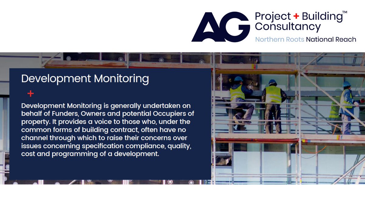 AndertonGables's tweet image. AG combine #Surveying and #ProjectManagement skills to provide Development Monitoring which is generally undertaken on
behalf of Funders, Owners and potential Occupiers of
property. For all your #DevelopmentMonitoring needs call us today on Tel: 0161 696 3119.