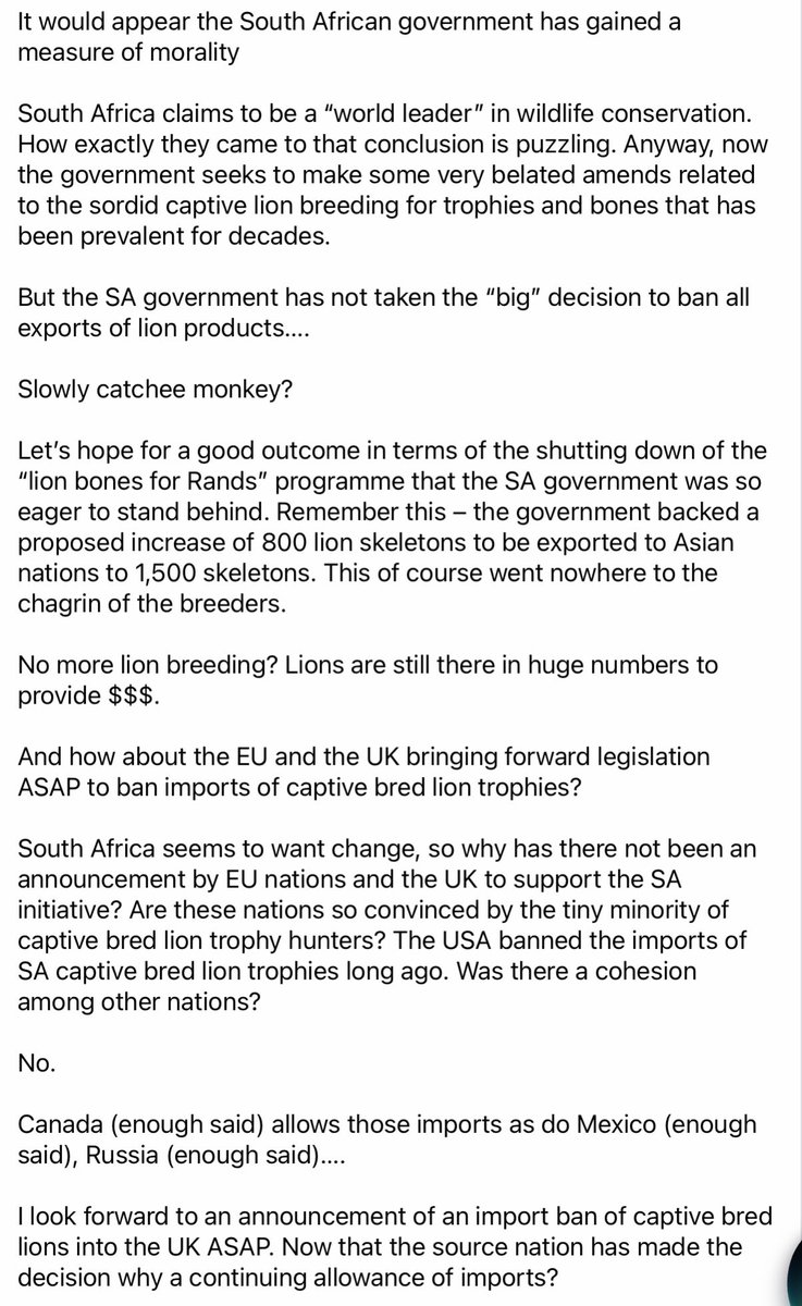 TrophyXpose's tweet photo. Pieter Kat of @LIONAID on canned lion hunting. Kudos to SA for starting to end lion farming &amp; canned hunting, BUT where is the worldwide support UK &amp; EU particularly? He’s right. 😒

@ihblythe @LNyatsimba 
Read👇🏻 https://t.co/N78NCjZxLJ