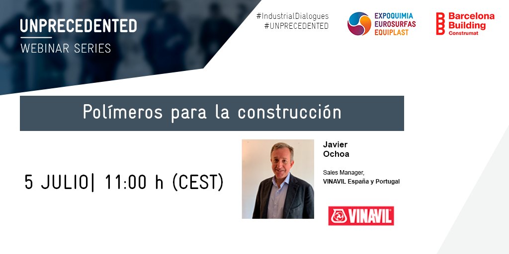 expoquimia's tweet photo. 📣"Polímeros para la construcción" #VINAVIL
📅5 Julio🕐11h
▶https://t.co/BpZfsXN9yY
No te pierdas este webinar sobre los nuevos materiales en el sector de la construcción y el papel fundamental del sector #Químico
#CEPCO @SikaSpain @ConstrumatBCN @MapeiSpain https://t.co/jNmszT7dU0