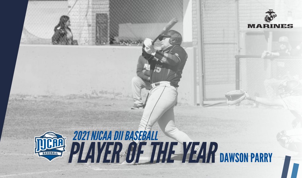 Miles' Dawson Parry has been named the 2021 #NJCAABaseball DII Player of the Year, presented by the Marines 🏅 Parry led the nation in home runs, RBI, total bases, and slugging percentage, leading the Pioneers to a Region 13 championship victory. 📰| njcaa.org/sports/bsb/202…