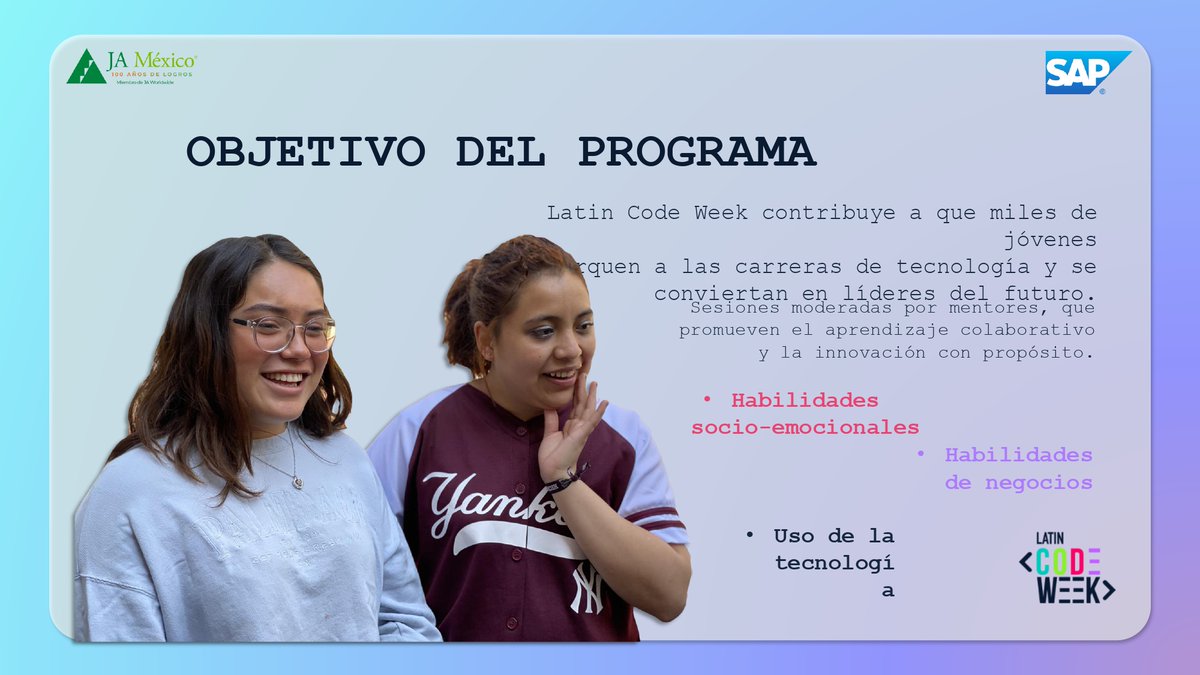 escuela_181's tweet photo. 🔖Invitamos a toda la #ComunidadEstudiantil ha participar del programa que ofrece #LatinCodeWeek, iniciativa co-creada entre #JuniorAchievement #México y #SAP. Aprende a desarrollar soluciones tecnológicas a través de un emprendimiento social.
👉🏻Más informes con tu orientador. https://t.co/PRBmK3UlpD