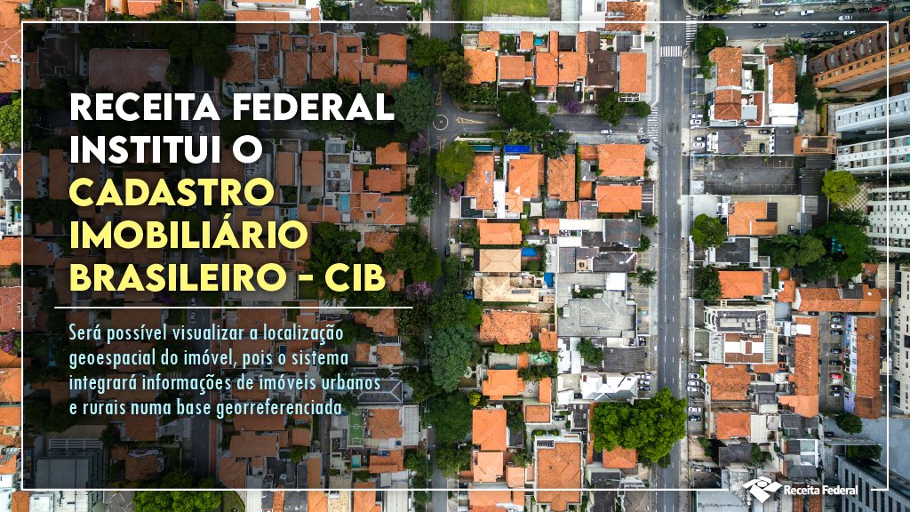 #CIB - Receita Federal institui o Cadastro Imobiliário Brasileiro – CIB.
O Sistema integrará informações de imóveis urbanos e rurais numa base georreferenciada a partir de julho.

Saiba Mais: bit.ly/3yeBFLx

#imóveis #cadastro #ReceitaFederal #RFB #açõedaReceita