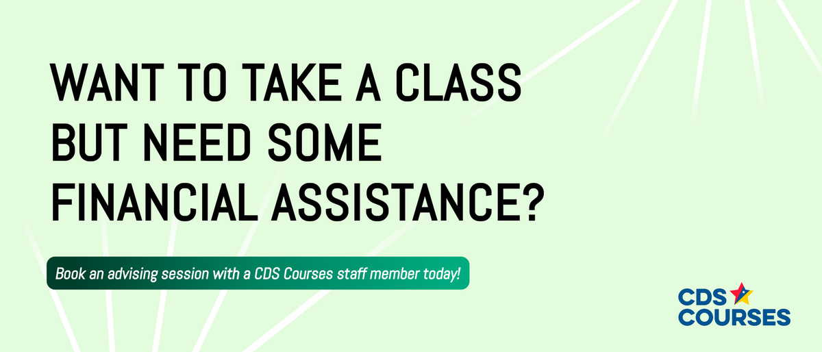 CDSDuke's tweet photo. If you're interested in taking a class with #CDSCourses but need some financial assistance, don't hesitate to reach out to us! Book an advising session with a CDS Courses staff member here: https://t.co/0x0aH1vMxT https://t.co/hGhaTknckK