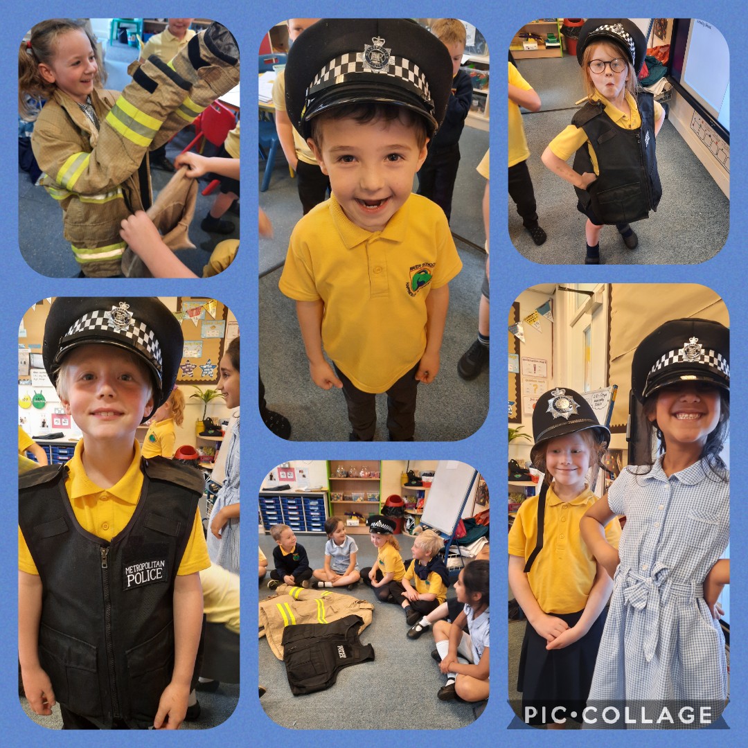 In our PSHE lesson today, Willows came up with some amazing answers to the question 'Who can help us?' We then got to dress up in a real fireman's uniform and try on a police vest and helmet! Thank you so much to <a href="/RawtenstallFire/">Rawtenstall Fire Station</a> for lending us the uniform! #everydayheroes