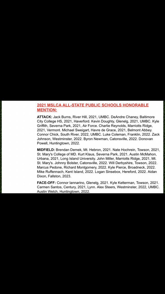 Broadneck_Lax's tweet photo. Congrats to ‘22 Midfielder @Kylep1erce on @MSLCAinfo HM All-State !!! #EDGE https://t.co/OKzGrb0QV4