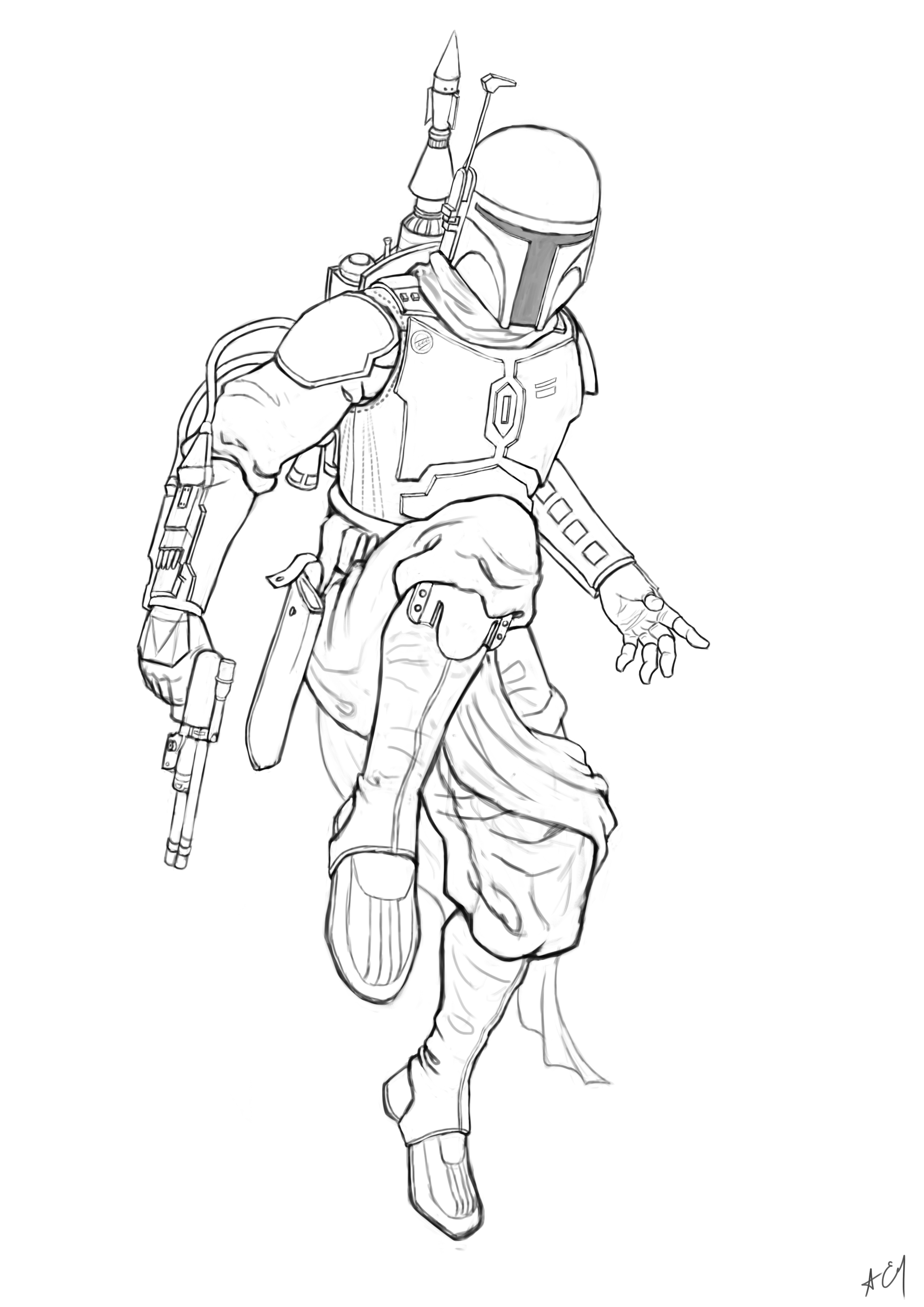 Star Wars Coloring Pages Jango Fett