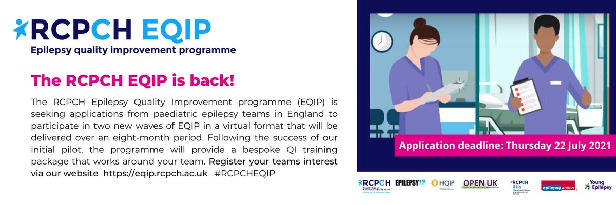 Epilepsy_12's tweet photo. We’re pleased to share the new Epilepsy Quality Improvement Programme to support local paediatric teams making lasting changes in epilepsy care. Registration is now open for 2021. #RCPCHEQIP https://t.co/jAnDLYaOJf