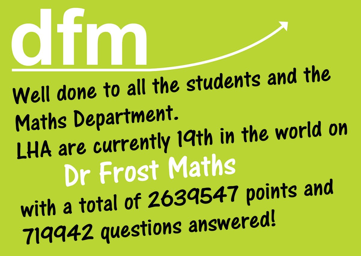 lostockacademy's tweet photo. Well done, 19th in the world! #dfm #DrFrostMaths https://t.co/MQGjFWfTGG