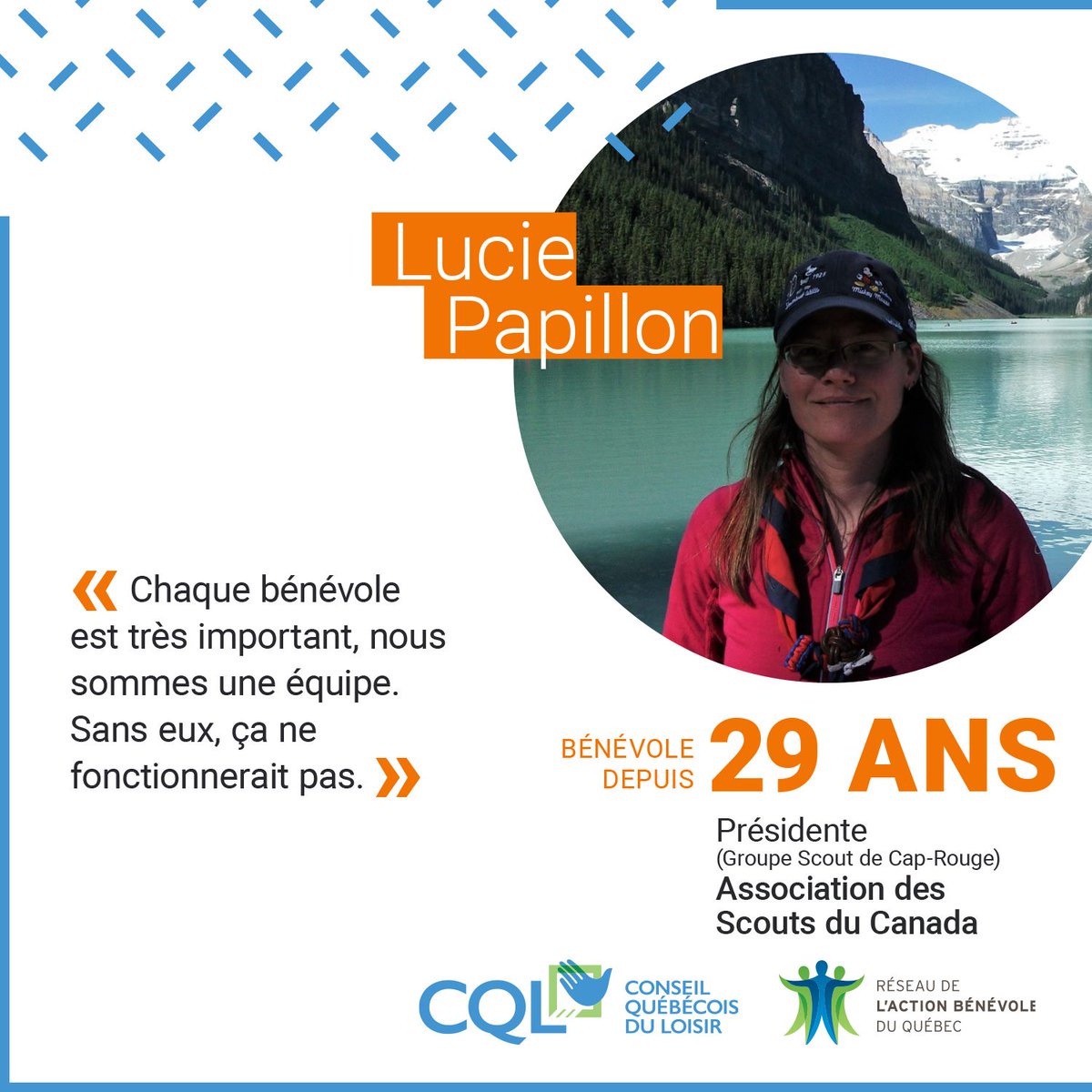 Félicitations à Lucie Papillon, membre du groupe scout de Cap-Rouge, pour son engagement depuis 29 ans! 👏

Découvrez son témoignage pour le Conseil québécois du loisir @Le_CQL juste ici 👇

loisirquebec.com/fr/campagnes-p…