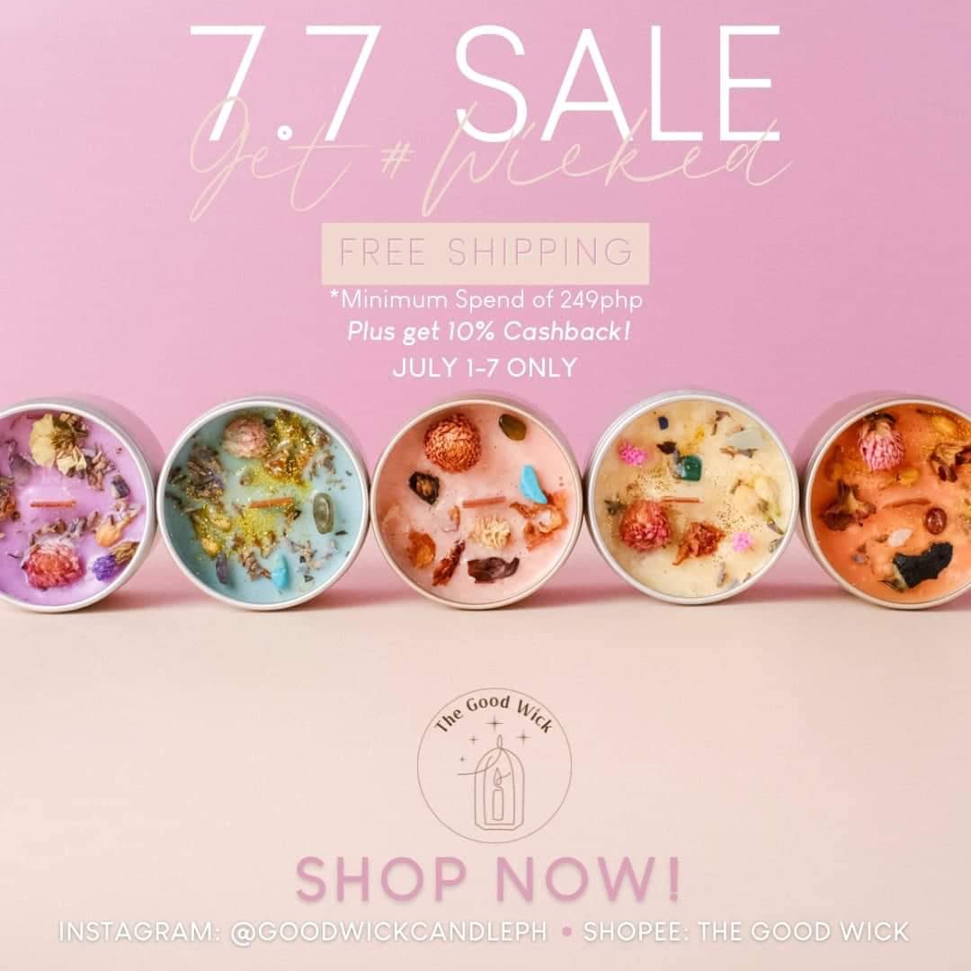 TheGoodWick's tweet image. 7.7 MID YEAR SALE IS HERE!!🤍

You’ll get FREE shipping for a minimum spend of PHP 249, plus 10% Cashback on your purchase!

Hurry!! This if for JULY 1-7 ONLY✨

You can purchase via link in bio or give us a dm!!🥰

#GetWICKed