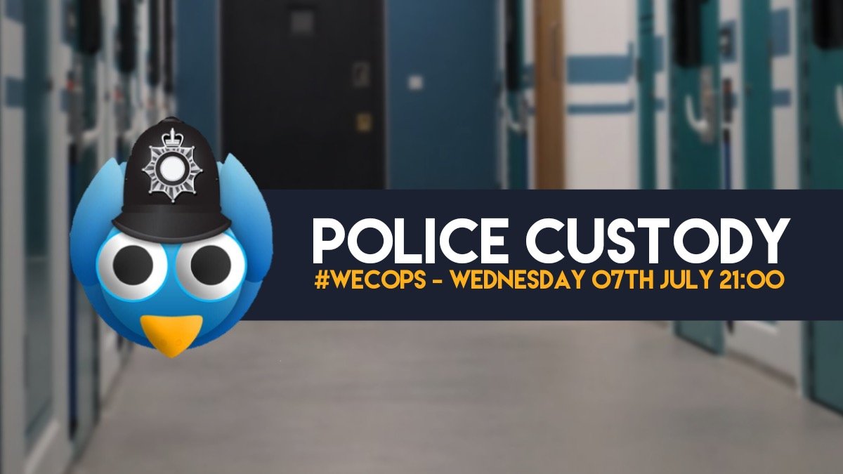 Our next #wecops chat is on Police Custody! Join us on Wednesday 7th July with our hosts <a href="/cmgray2019/">Catherine</a> <a href="/CustodyVisiting/">ICVACEO</a> @Becky_Davie5 &amp; @CM2408 
You can take a look at the pre-read here:
wecops.org/tweet-chats/ch…