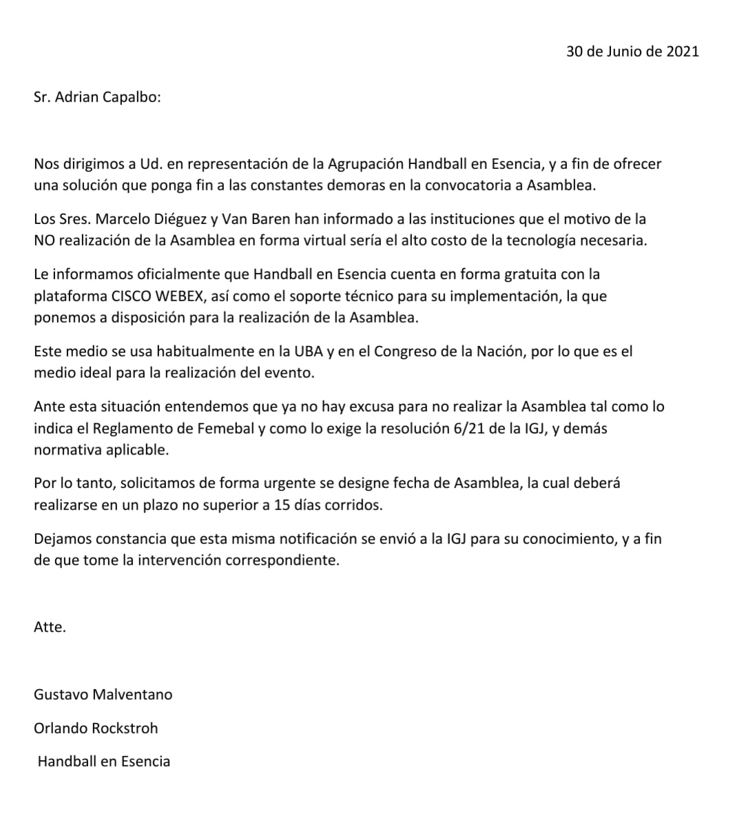Solicitud URGENTE de Asamblea Ordinaria VIRTUAL a Femebal para la renovacion de autoridades
<a href="/femebal/">Fe.Me.Bal.</a> 
<a href="/PasionHB/">Cosme Fulanito</a> 
<a href="/DasHandball/">Das Handball</a> 
<a href="/octavojugadorhb/">𝐎𝐜𝐭𝐚𝐯𝐨 𝐉𝐮𝐠𝐚𝐝𝐨𝐫 𝐇𝐚𝐧𝐝𝐛𝐚𝐥𝐥</a> 
<a href="/ROMANBRAVO10/">🎙ROMANDBALL📝</a> 
<a href="/superhandball/">Superhandball</a> 
<a href="/handballde1era/">Handball de Primera</a>