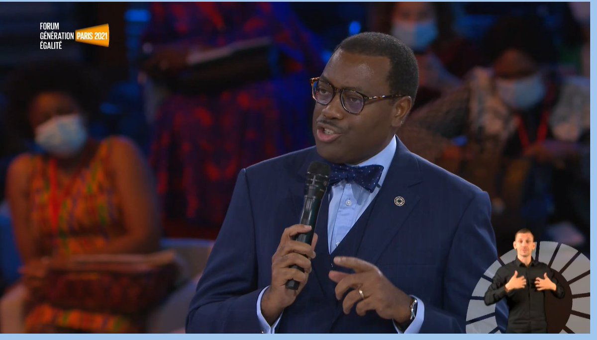 'Women run Africa. They run more businesses than men in Africa. But women face issues getting capital because financial institutions discriminate against women & they have to pay a high risk premium.' - @akin_adesina, President of the African Development Bank #GenerationEquality