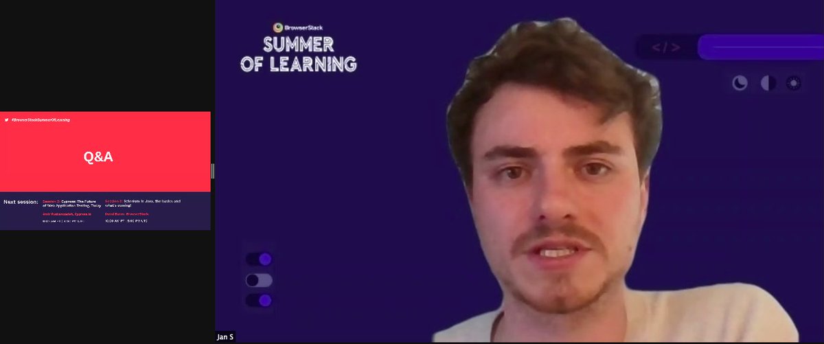 browserstack's tweet image. ๐ด LIVE from #BrowserStackSummerOfLearning 2021:
"Whatever a user can do in a browser, you can test in Puppeteer." - Jan Scheffler