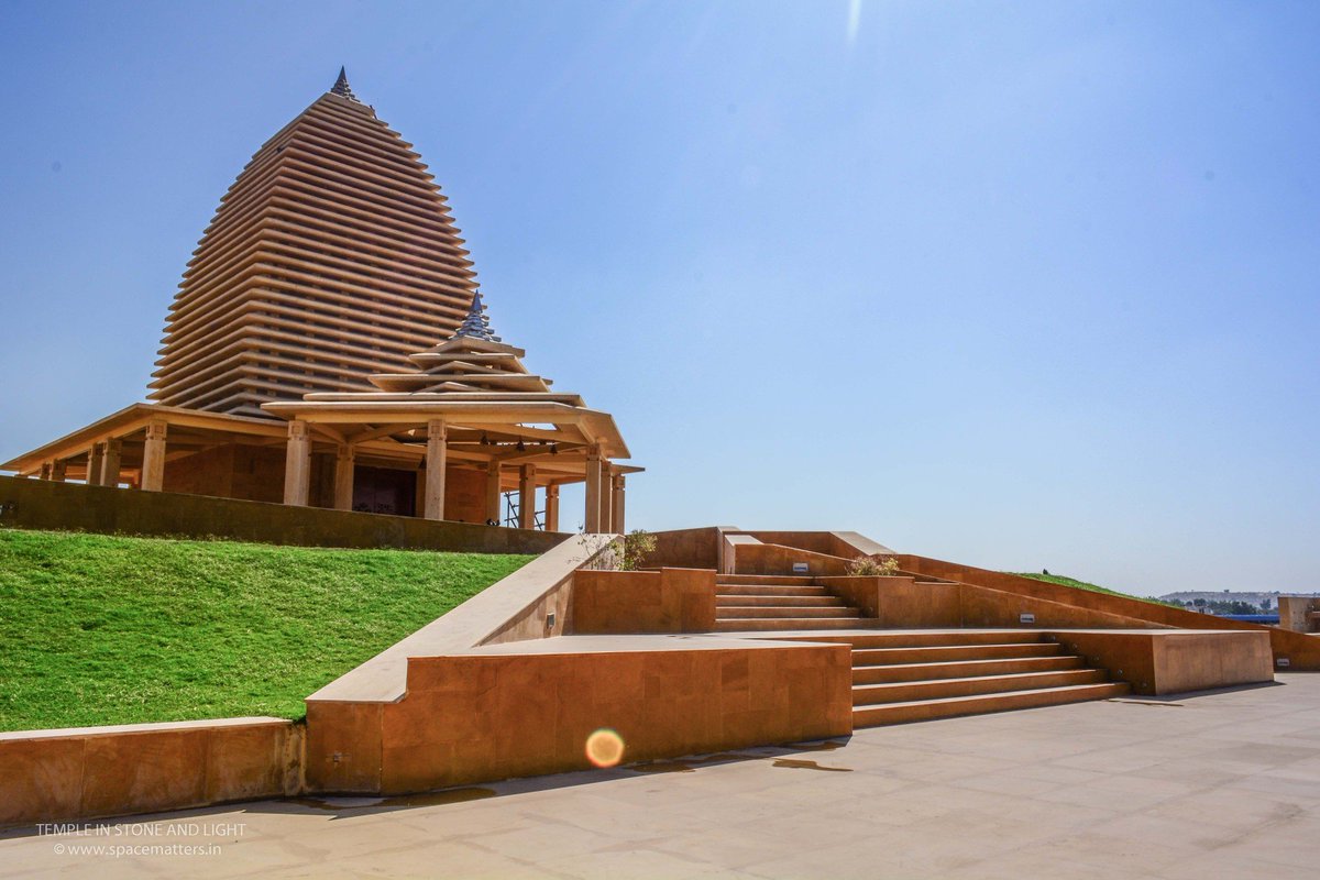 Temple in Stone and Light By SpaceMatters . Its unique in it's style and blended with contemporary elements. 
it's located in #Barmer #Rajasthan