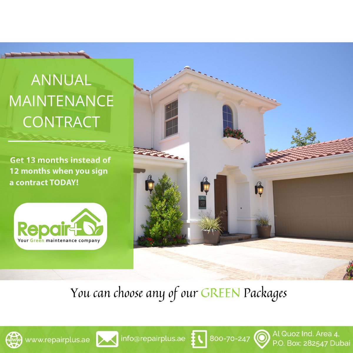 Repair_Plus's tweet image. Call ☎️ 800-70-247 (toll free) for more information about our annual maintenance contracts. ⁣
#GoGreen with Repair Plus today! ✅👨‍🔧🧰🛠🪚🪜🏡⁣
⁣
#RepairPlus #maintenance #homemaintenance #Dubai #family #home #ecofriendly #greeninitiative #savetheplanet #property #newhome #expo