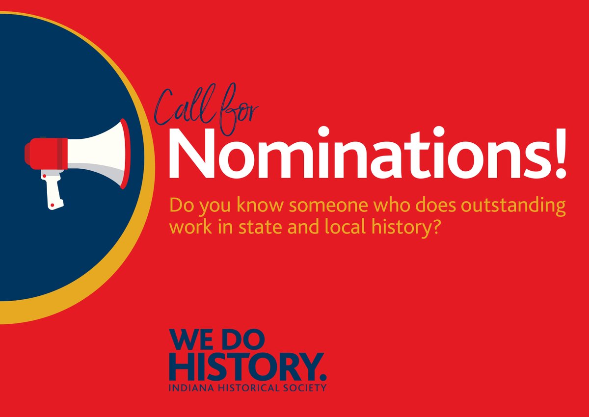 IndianaLHS's tweet photo. Do you know an Indiana local history organization or individual who is doing outstanding work in history? Nominate them for an award from @IndianaHistory! Due July 9 - https://t.co/DRV6OTlRB9 https://t.co/3PZg1Bj0Q4