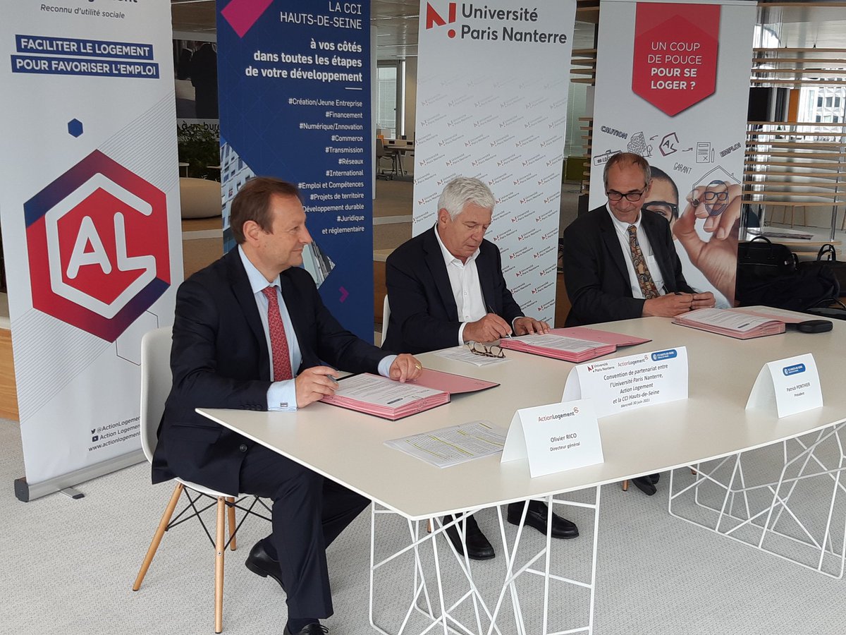 Signature ce jour de la convention  de partenariat entre Action  Logement,  la CCI Hauts-de-Seine  et l'Université  Paris Nanterre  au profit des étudiants #actionlogement #cci92 #universitéparisnanterre #territoires  #développementéconomique