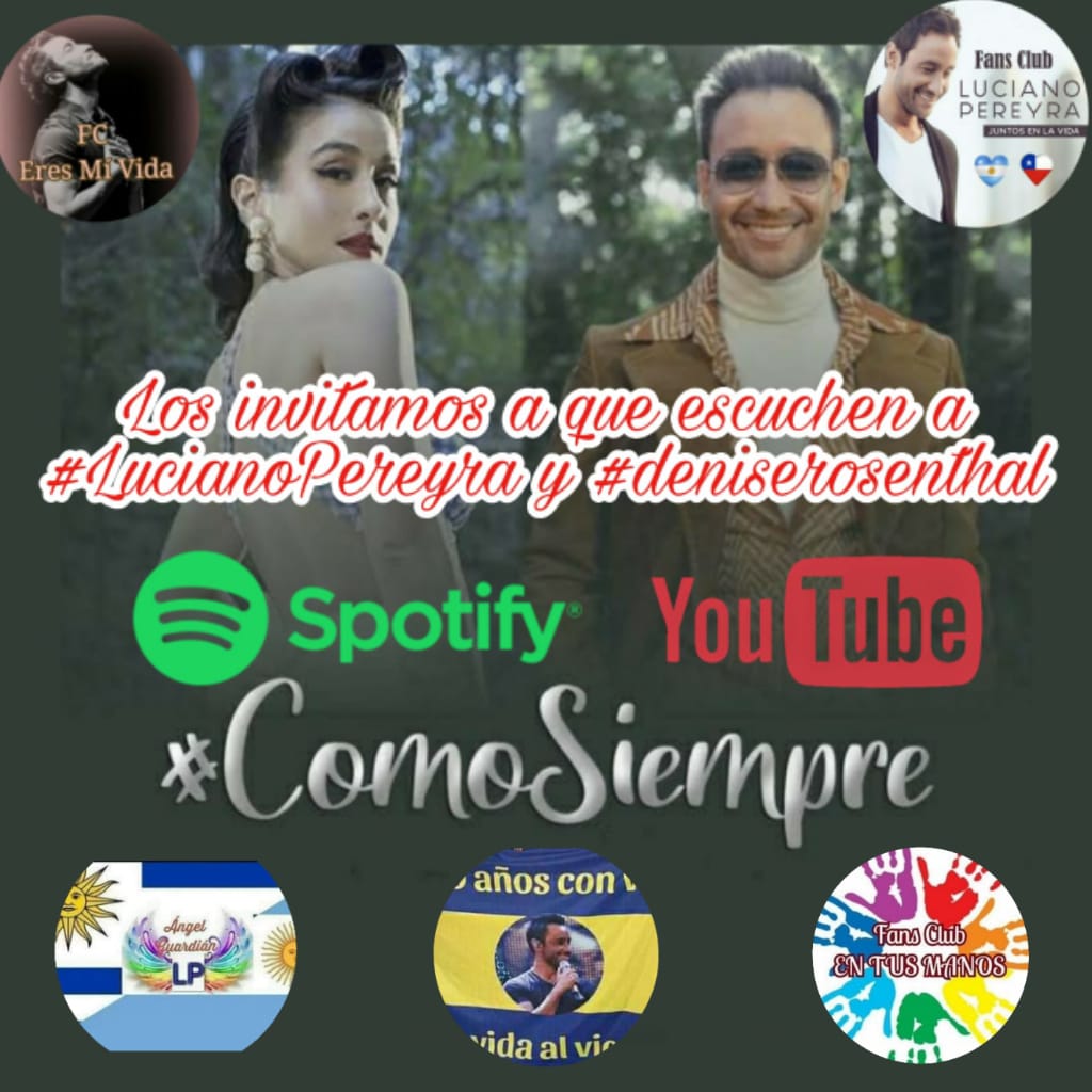 Grace32104211's tweet photo. Dale play y disfruta del nuevo tema de  @LucianoPereyra 💞 y  @NissRosenthal🌹 #ComoSiempreChallenge 💫💫🙌❤🇨🇱🇦🇷
@Juntosenlavida 🇦🇷❤️🇨🇱
@AngelGu2109 @LPEresMiVida
@juntas_a 
@mendoza_sede https://t.co/pUhVmvG9wH