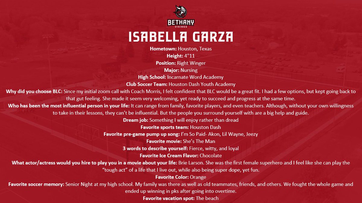 BLCWSoccer's tweet photo. Next up is Isabella G from Houston, TX 🇺🇸! She plans to study Nursing, and says she chose BLC because “since my initial zoom call with Coach Morris, I felt confident that BLC would be a great fit. I had a few options, but kept going back to that gut feeling”. #27! ⚽️🔴⚪️⚫️#GoBLC https://t.co/yK3xbqsZGF