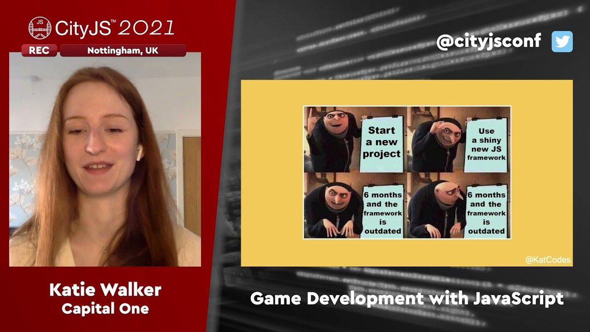 cityjsconf's tweet image. #CITYJS2021 #RECAP 

Next video recap from #CITYJS! @KatCodes gave a great talk on game development with Javascript. You can watch her talk on the following link. 

⏬⏬⏬⏬⏬
youtube.com/watch?v=qoszj5…

#javascript #devconference #DEVCommunity